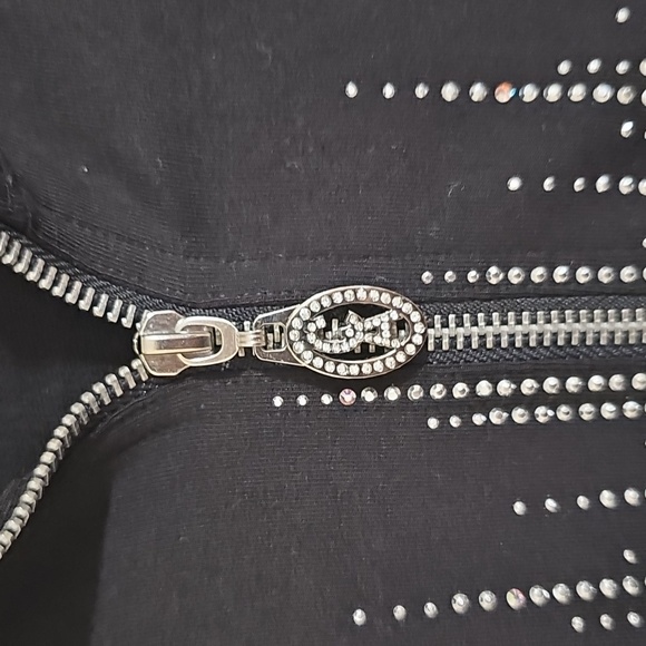 Christine Alexander Black Zip Up Jacket With Swarovski Crystals Sz XL - Picture 4 of 10